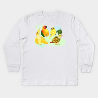 birbs fruits doodles Kids Long Sleeve T-Shirt